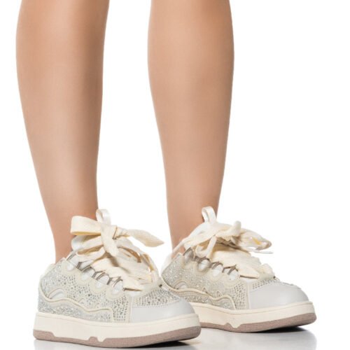 AZALEA WANG CINNABAR TAN EMBELLISHED SNEAKER