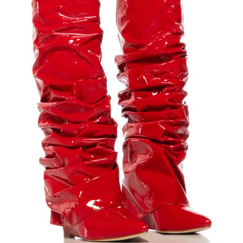 AZALEA WANG SIF SLOUCH WEDGE BOOT IN RED